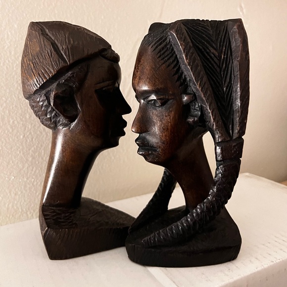 Authentic West African Hand Carved WoodenMale & Female Figure Bursts (Couple)
